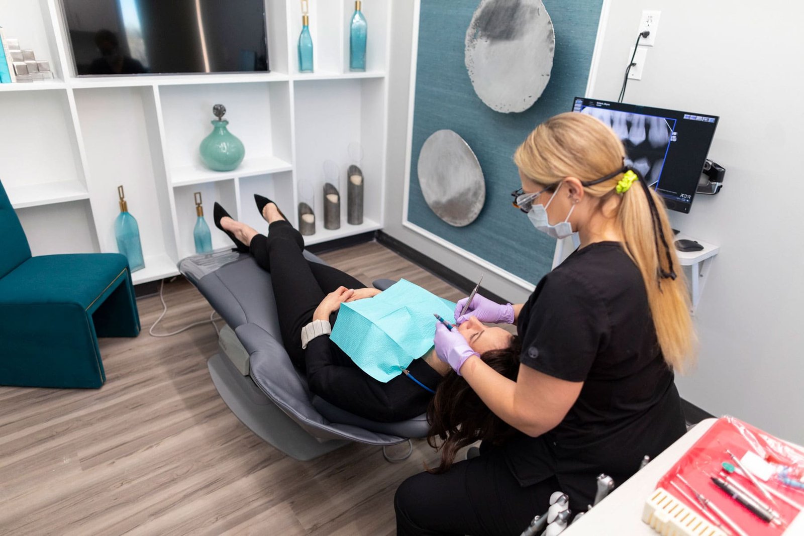 Patient getting a dental checkup at a Sarasota dental office